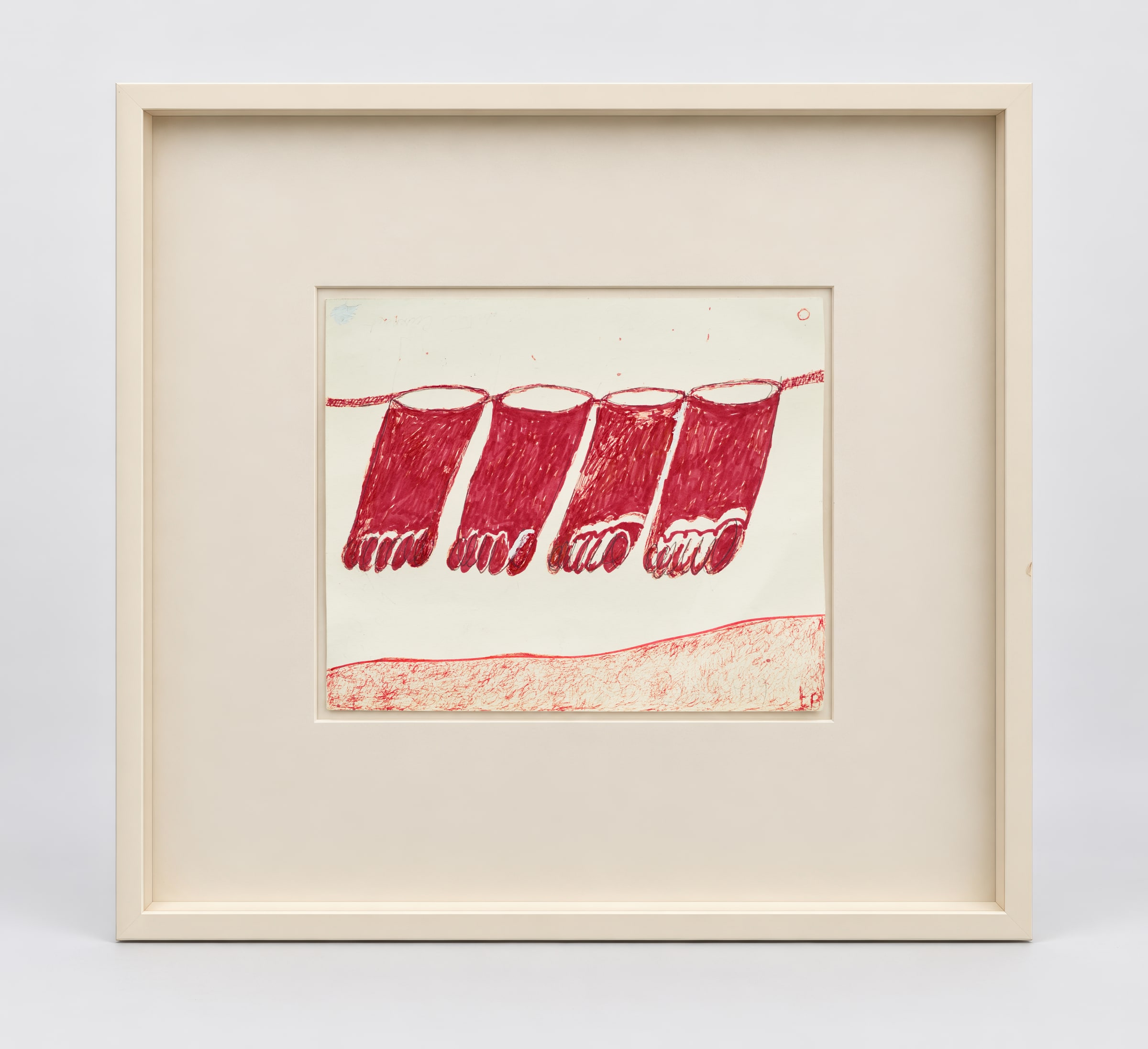 Louise Bourgeois, Untitled (1998). Front view in the pale frame and mount.