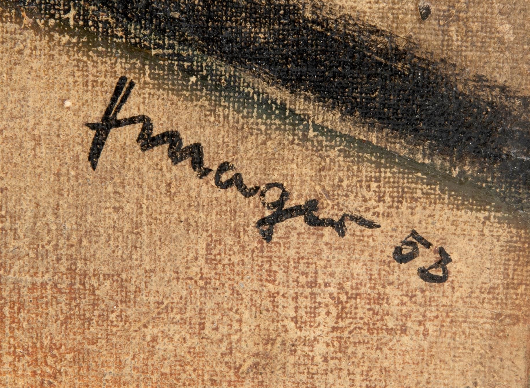 Heiko Mager, Composition (1953). Detail of the signature and date.